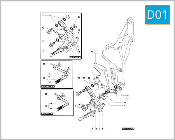 D01 - Left Hand Footrest Assembly