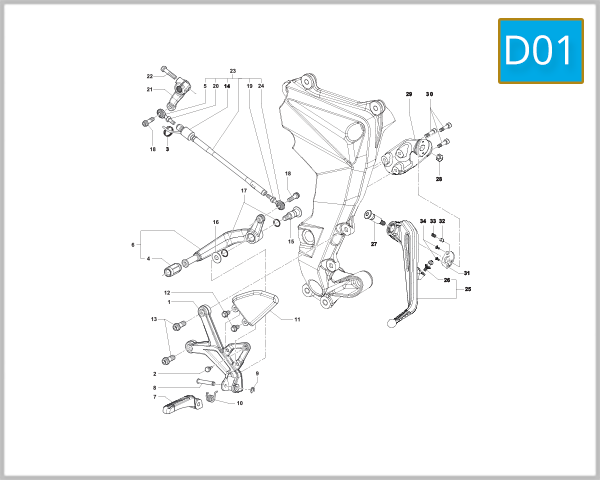 D01 - Footrests Left - Pedal Gear Change