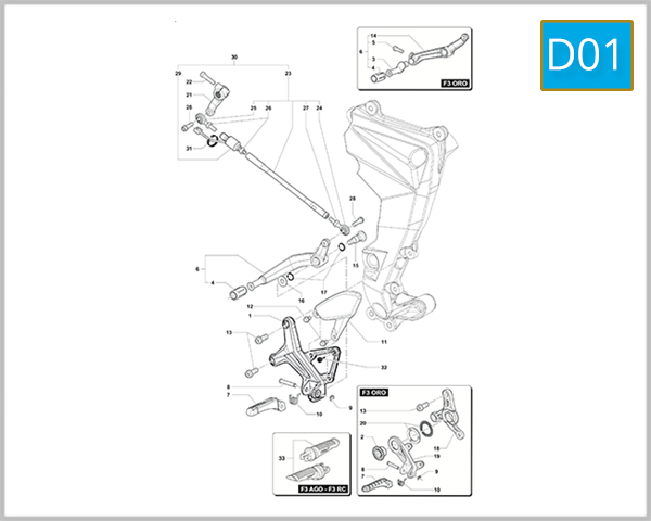 D01 - Left Hand Footrest Assembly