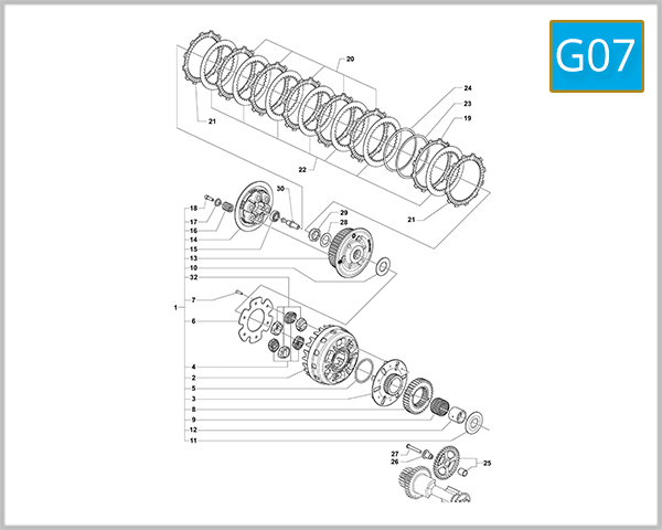 G07 - Clutch Assembly (F3 675 MY 12-13 - F3 ORO)