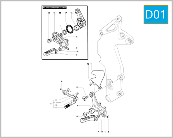 D01 - Left Hand Footrest Assembly