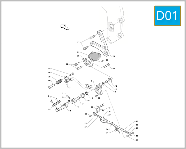 D01 - Footrest front left-Pedal gear change