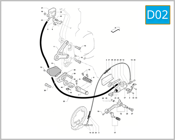 D02 - Footrest front right-Pedal brake
