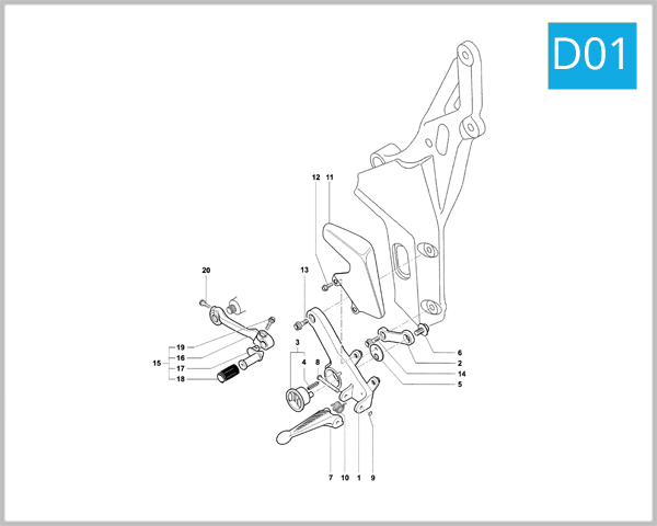 D01 - Left-Hand Footrest Assembly