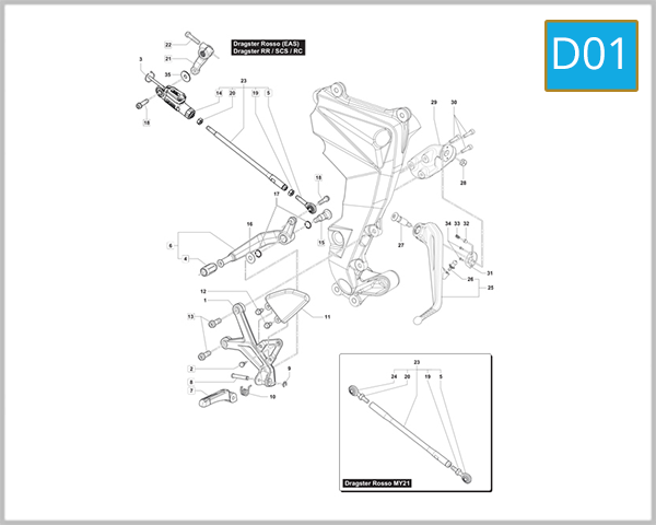 D01 - Left-Hand Footrest Assembly
