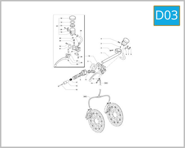 D03 - Handlebar Assembly (Right Side)