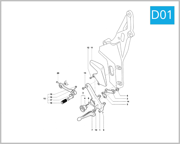D01 - Left-Hand Footrest Assembly