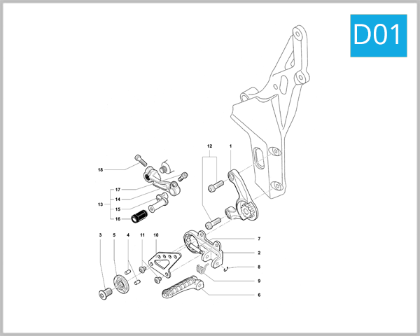 D01 - Left-Hand Footrest Assembly