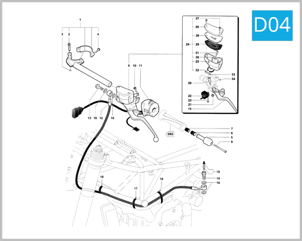 D04 - Left-Hand Handlebar Assembly