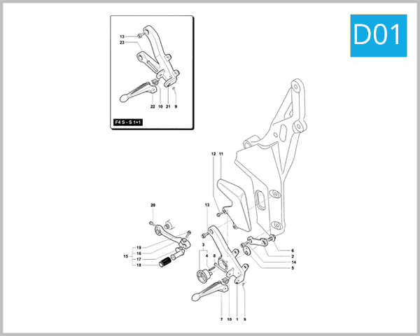 D01 - Left-Hand Footrest Assembly