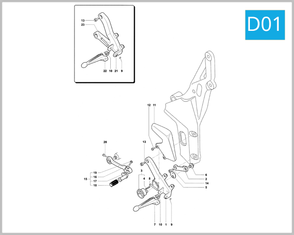 D01 - Left-Hand Footrest Assembly