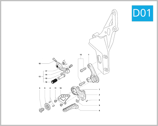 D01 - Left-Hand Footrest Assembly