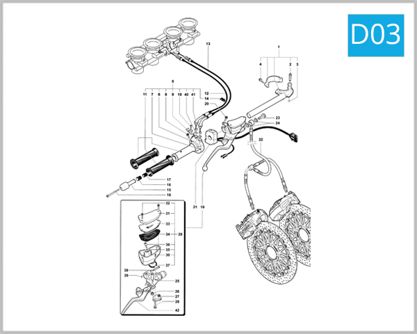 D03 - Right-Hand Handlebar Assembly (Strada)