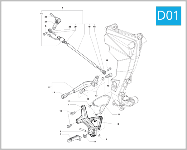 D01 - Left-Hand Footrest Assembly