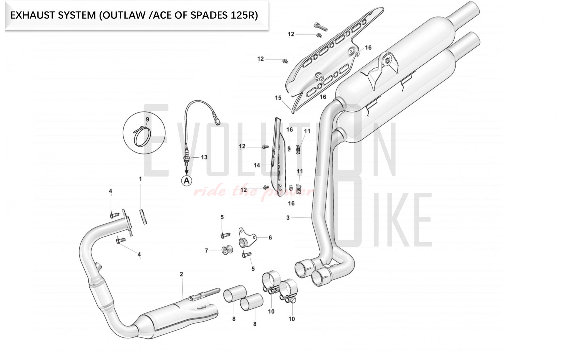 F16 - EXHAUST SYSTEM AOS 125R ABS / OUTLAW 125 ABS - EvolutionBike