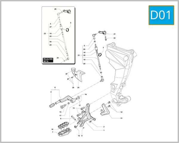 D01 - Left Hand Footrest Assembly
