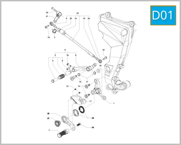 D01 - Left-Hand Footrest Assembly