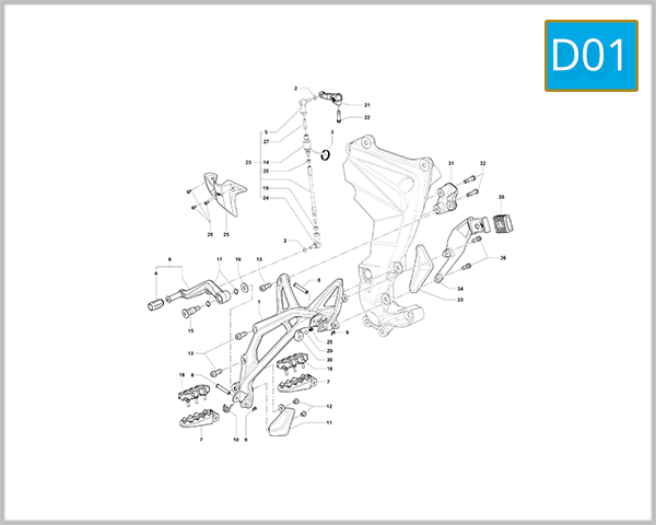 D01 - Left Hand Footrest Assembly