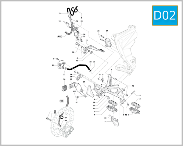 D02 - Right Hand Footrest Assembly