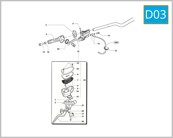 D03 - Right Hand Handlebar Assembly