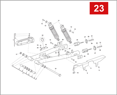 023 - REAR SWING ARM AND SUSPENSION