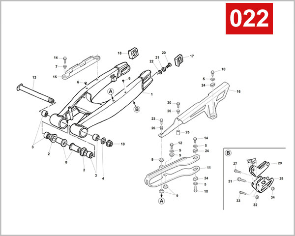 022 - REAR SWINGARM (RS 300R-RS 500R)