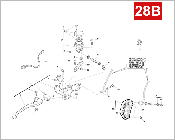 28B - FRONT HYDRAULIC BRAKE (SM 500R E4)