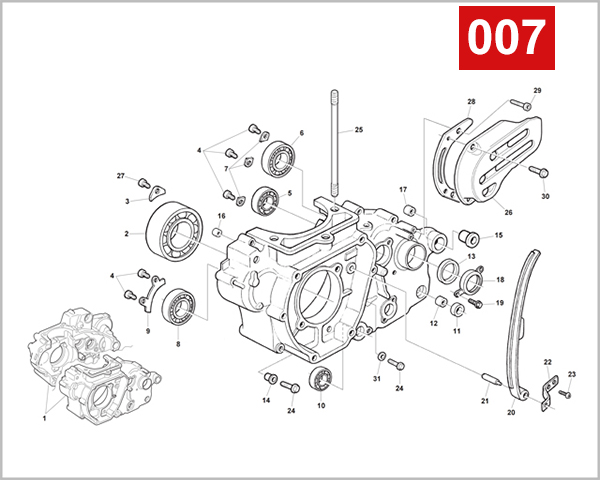 007 - LEFT HALF CRANKCASE