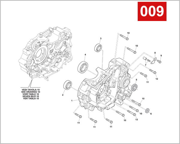 009 - LEFT HALF CRANKCASE