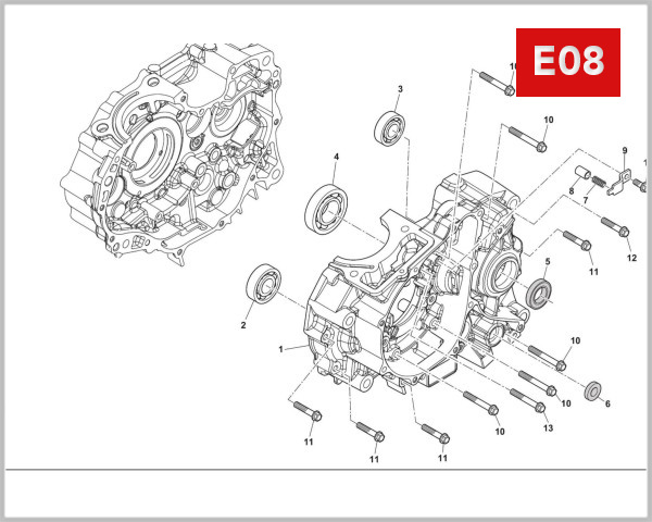 E08 - LEFT CRANKCASE COVER