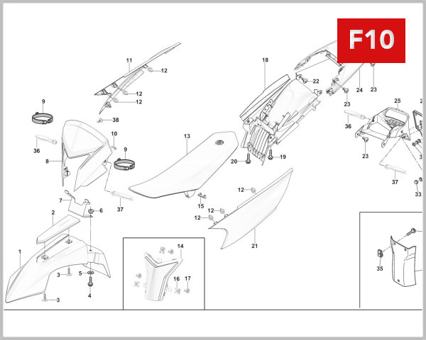 F10 - FRONT FENDER & REAR FENDER ASSY