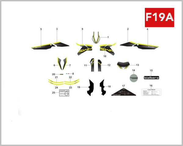 F19A - EMBLEM YELLOW/BLACK VERSIONS MY 2023